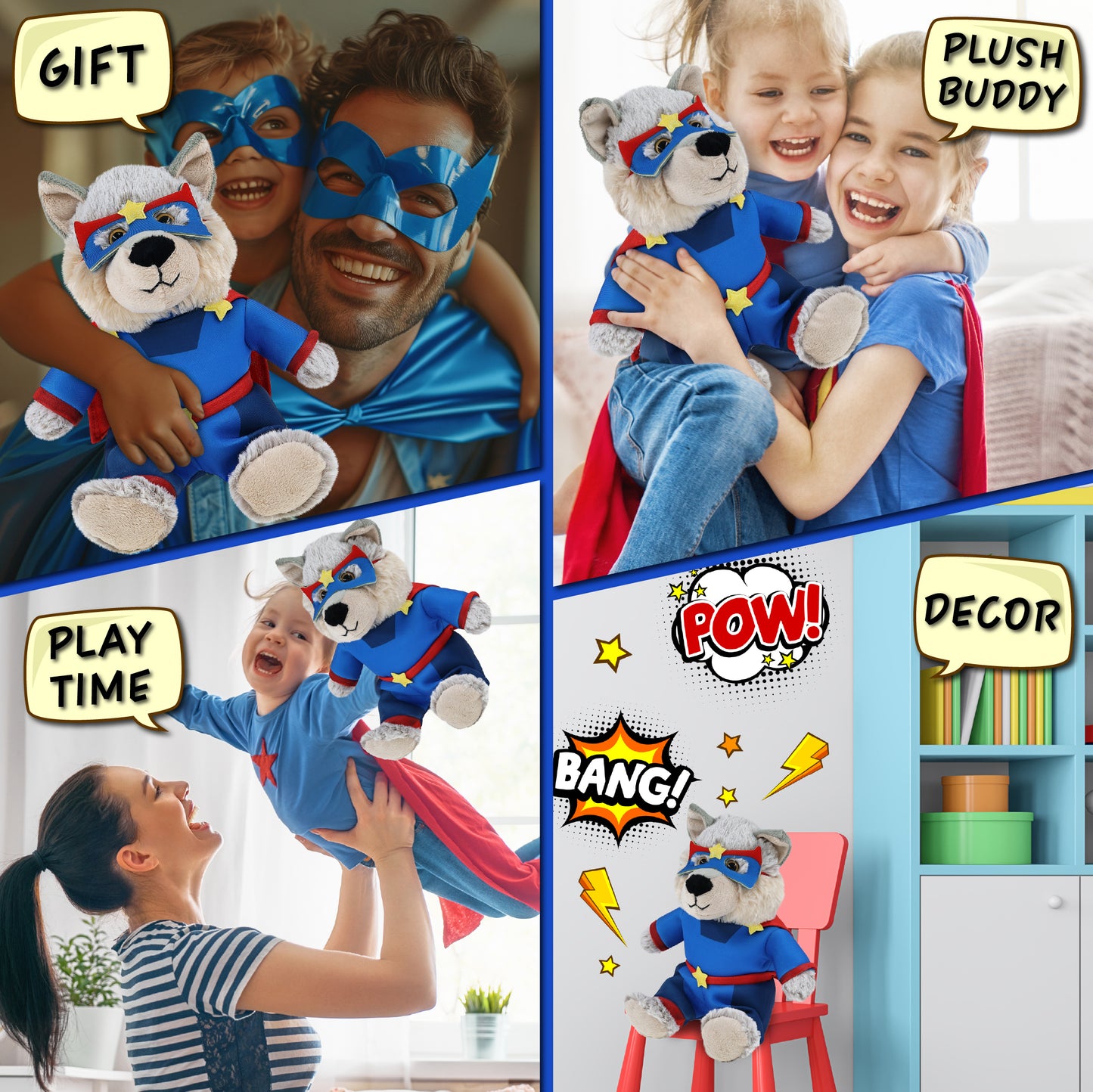 SUPER-SOFT PLUSH - SITTING WOLF SUPER HERO