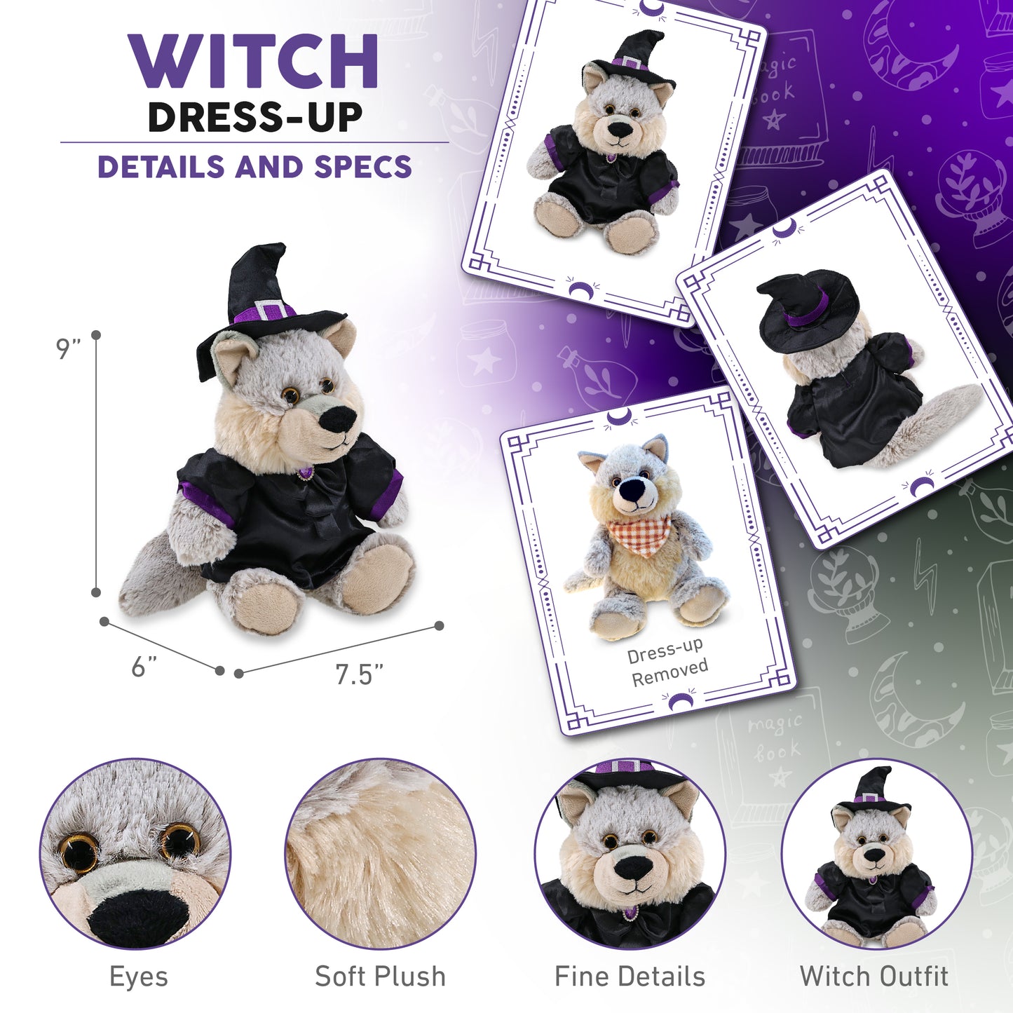 SUPER-SOFT PLUSH - SITTING WOLF WITCH