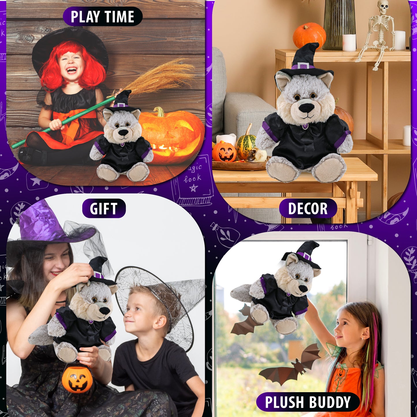 SUPER-SOFT PLUSH - SITTING WOLF WITCH