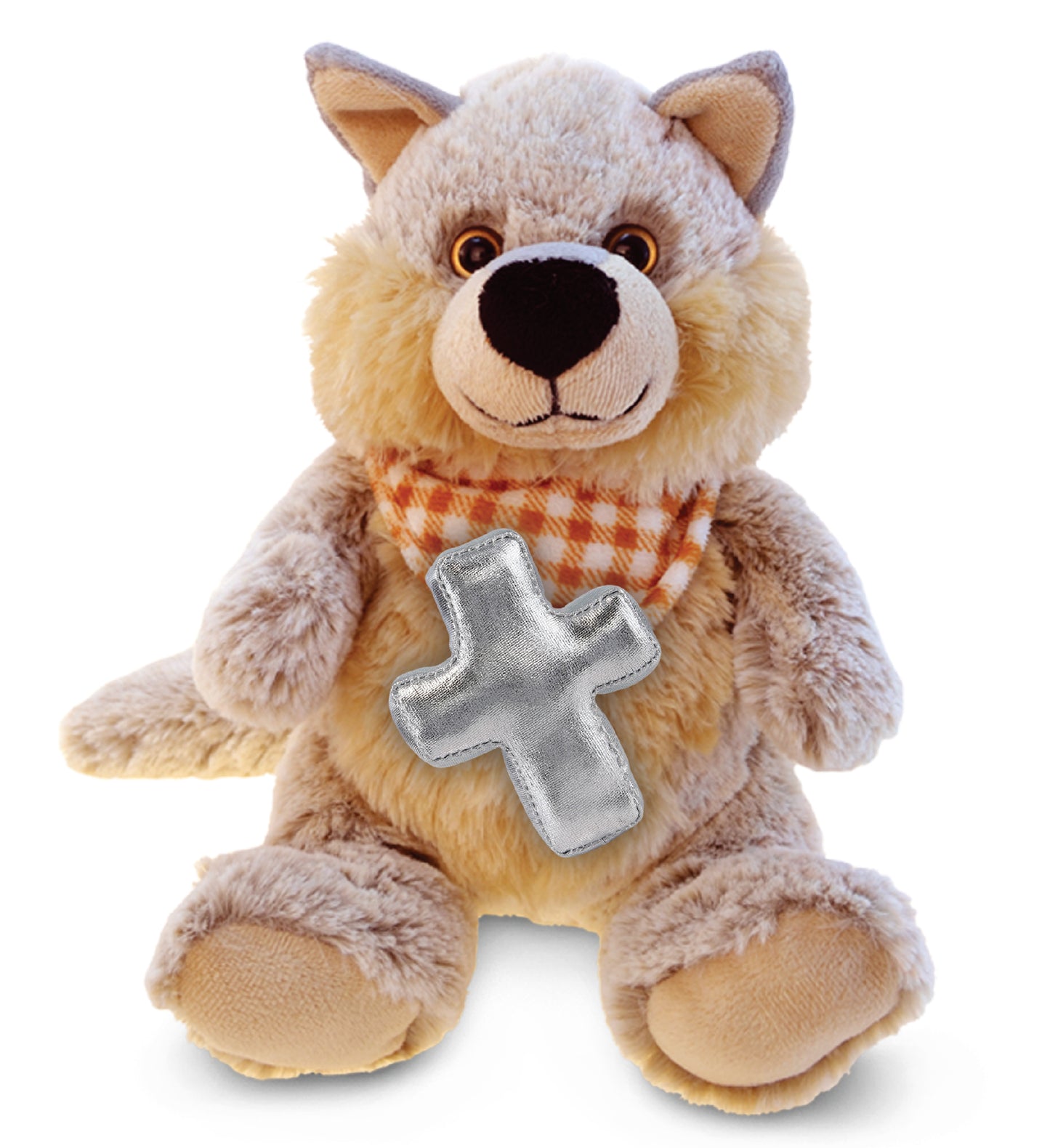 PLUSH CROSS - SUPER-SOFT PLUSH - SITTING WOLF
