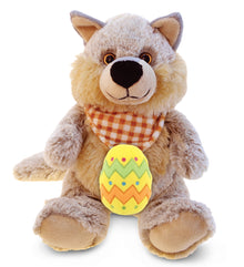 DolliBu Super Soft Cute Sitting Wolf with Yellow Easter Egg Plush - 9 Inches