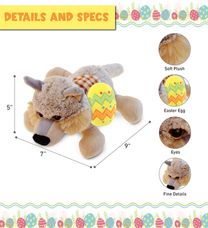 DolliBu Super Soft Lying Wolf with Yellow Easter Egg Plush Toy - 9 Inches