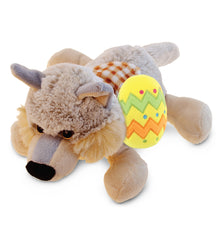 DolliBu Super Soft Lying Wolf with Yellow Easter Egg Plush Toy - 9 Inches