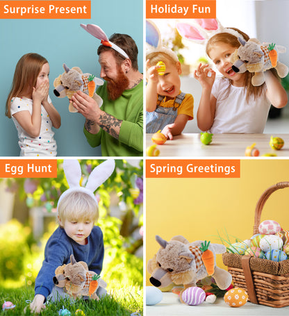 DolliBu Happy Easter Super Soft Plush Lying Wolf with Carrot Plush Toy - 9 Inch