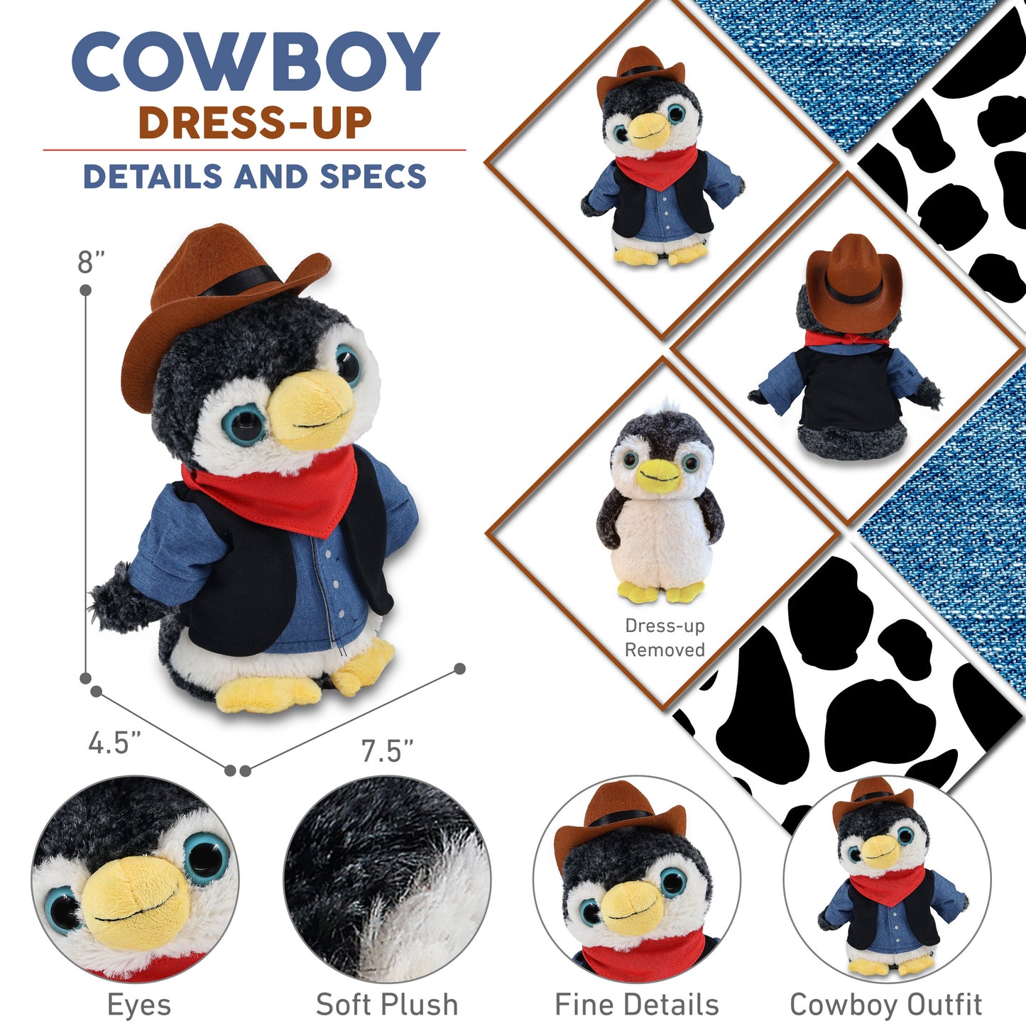 SUPER-SOFT PLUSH - PENGUIN COWBOY DRESS UP