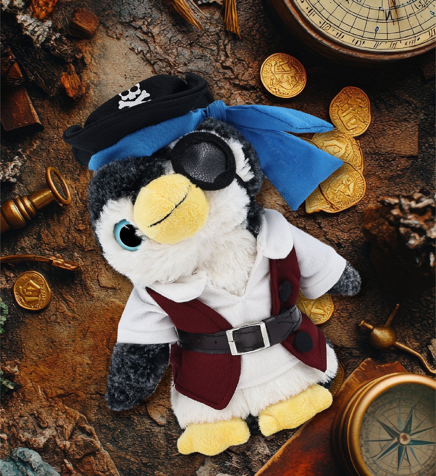 SUPER-SOFT PLUSH - PENGUIN WITH PIRATE DRESS UP