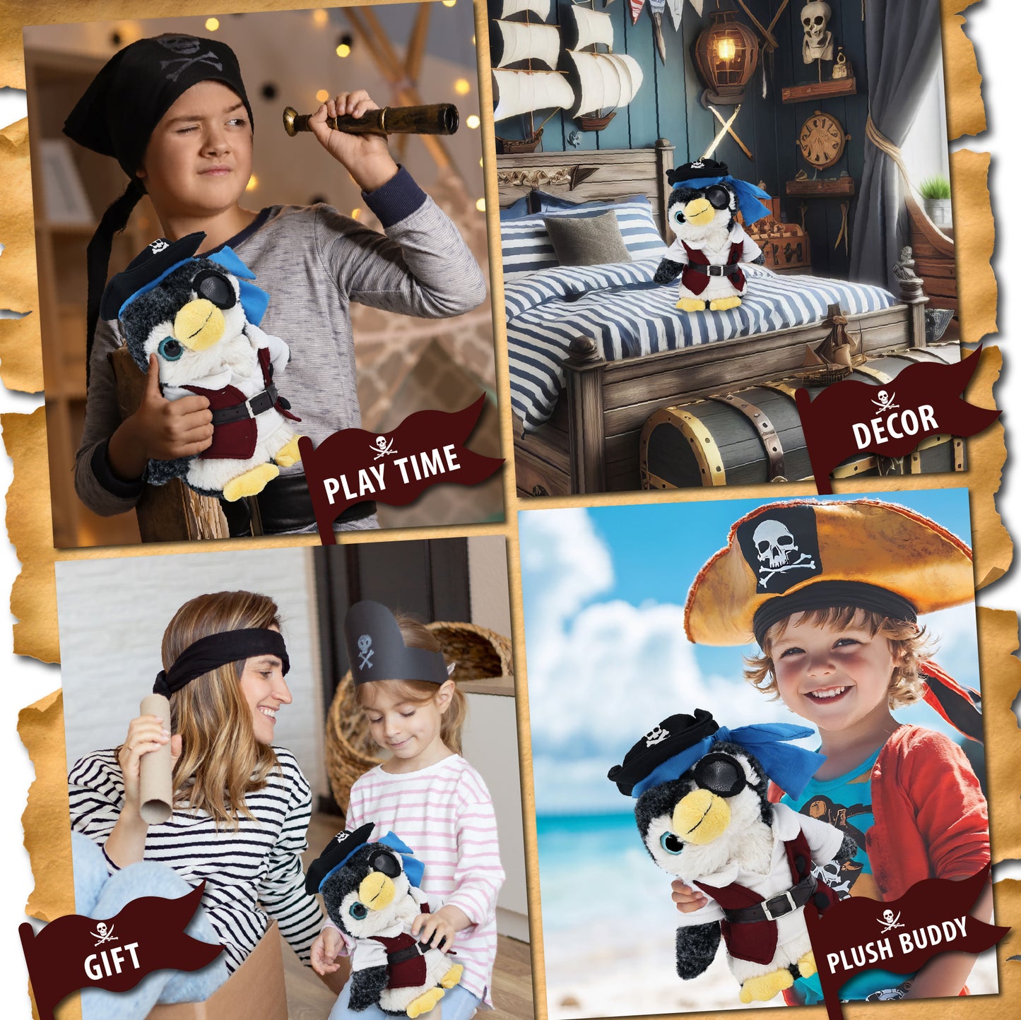 SUPER-SOFT PLUSH - PENGUIN WITH PIRATE DRESS UP