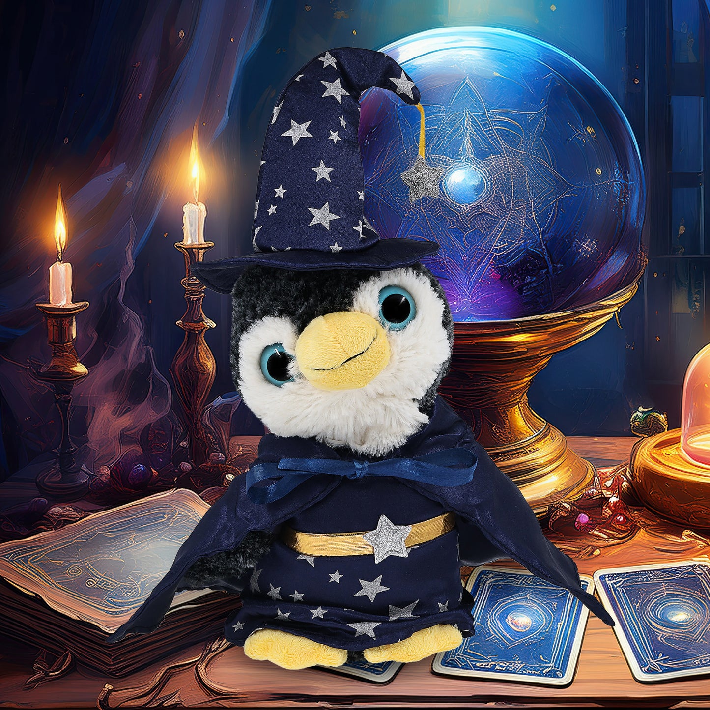 SUPER-SOFT PLUSH - PENGUIN WITH WIZARD DRESS UP