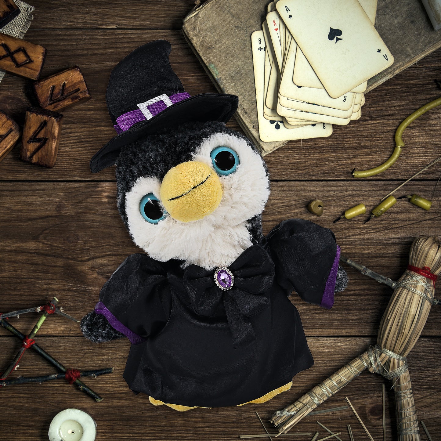 SUPER-SOFT PLUSH - PENGUIN WITH WITCH DRESS UP