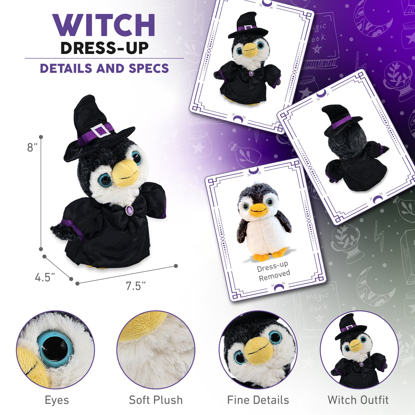SUPER-SOFT PLUSH - PENGUIN WITH WITCH DRESS UP