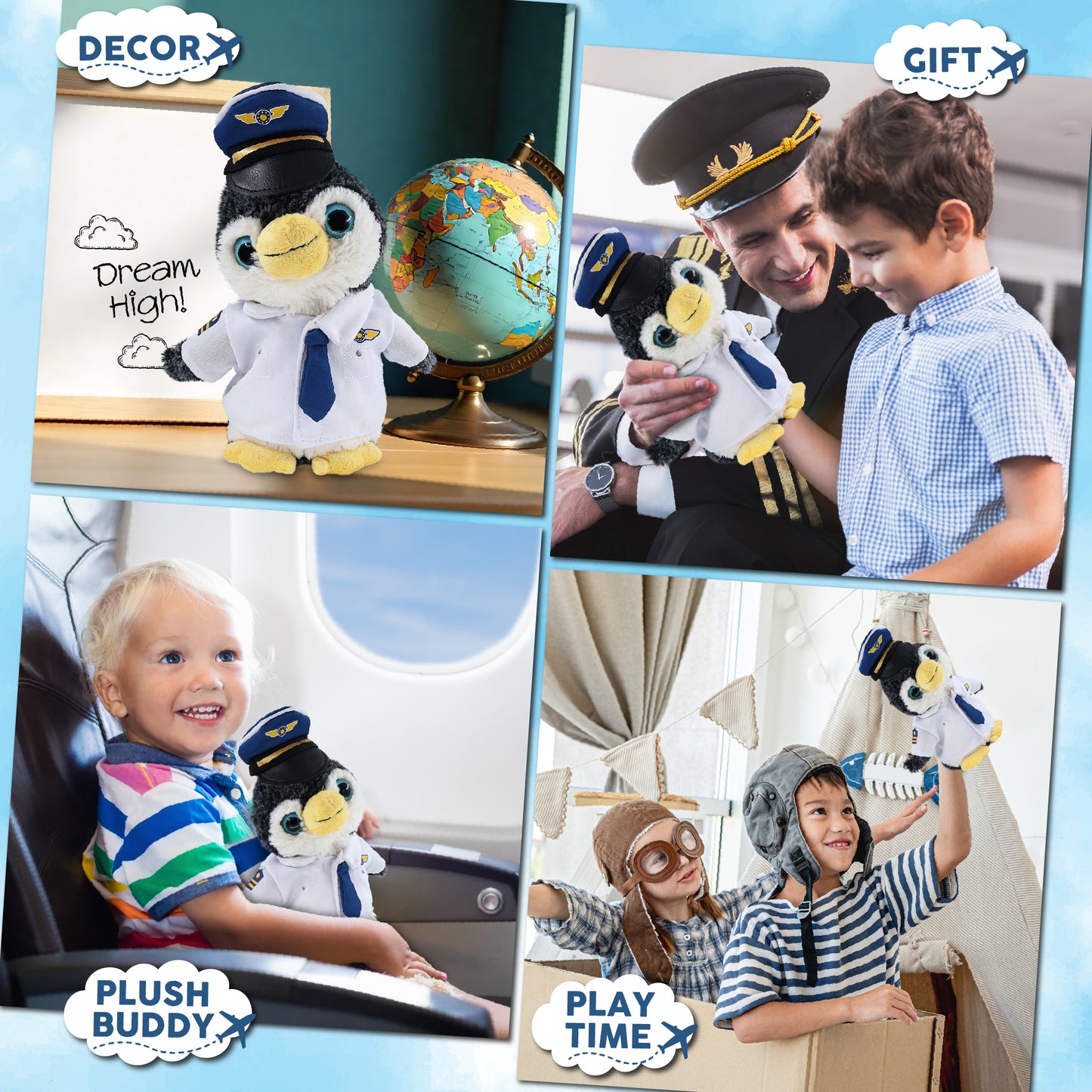 SUPER-SOFT PLUSH - PENGUIN WITH PILOT DRESS UP