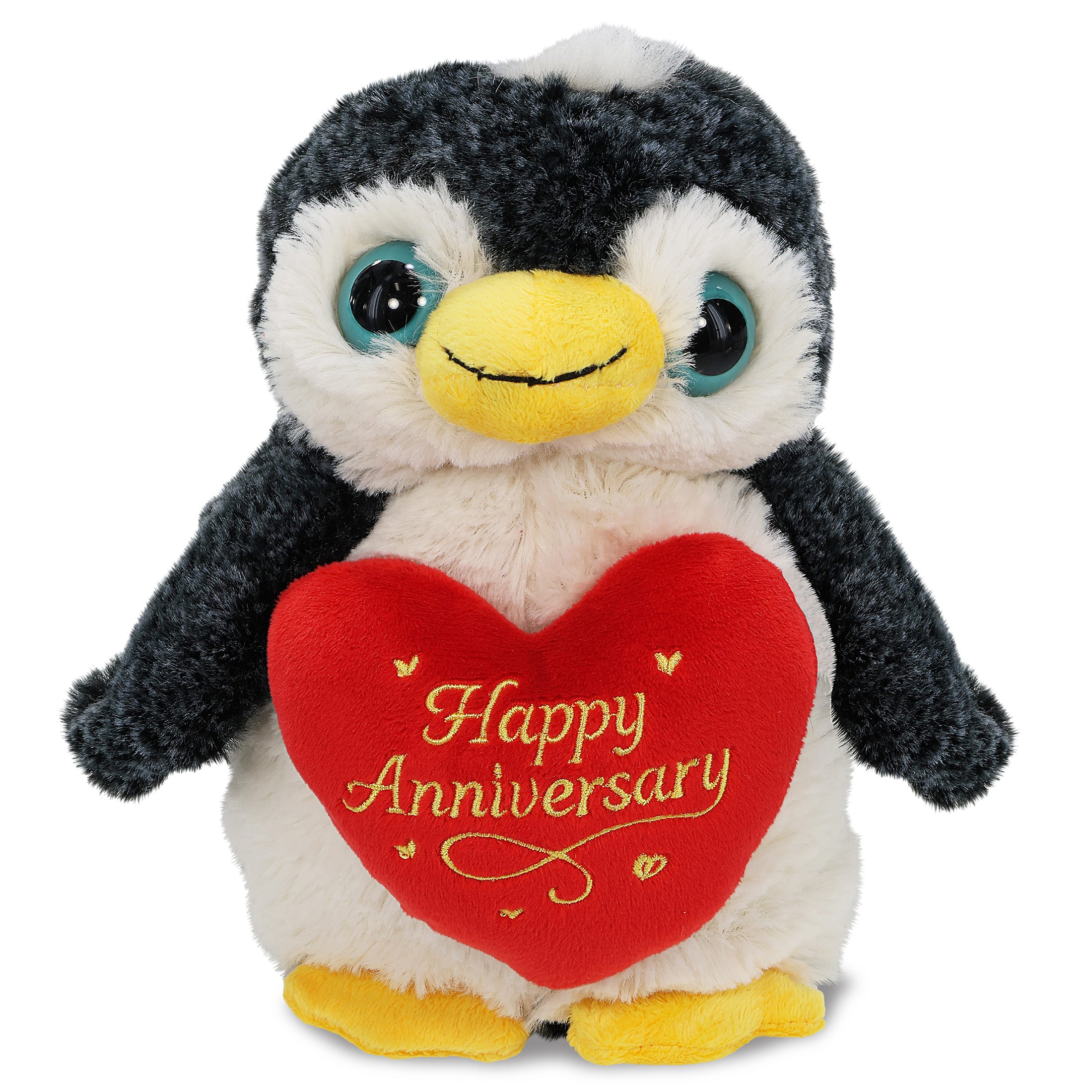 SUPER-SOFT PLUSH - PENGUIN WITH HAPPY ANNIVERSARY HEART