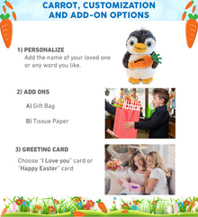 DolliBu Happy Easter Super Soft Plush Penguin with Carrot Plush Toy - 8 Inches