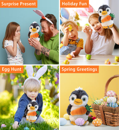 DolliBu Happy Easter Super Soft Plush Penguin with Carrot Plush Toy - 8 Inches