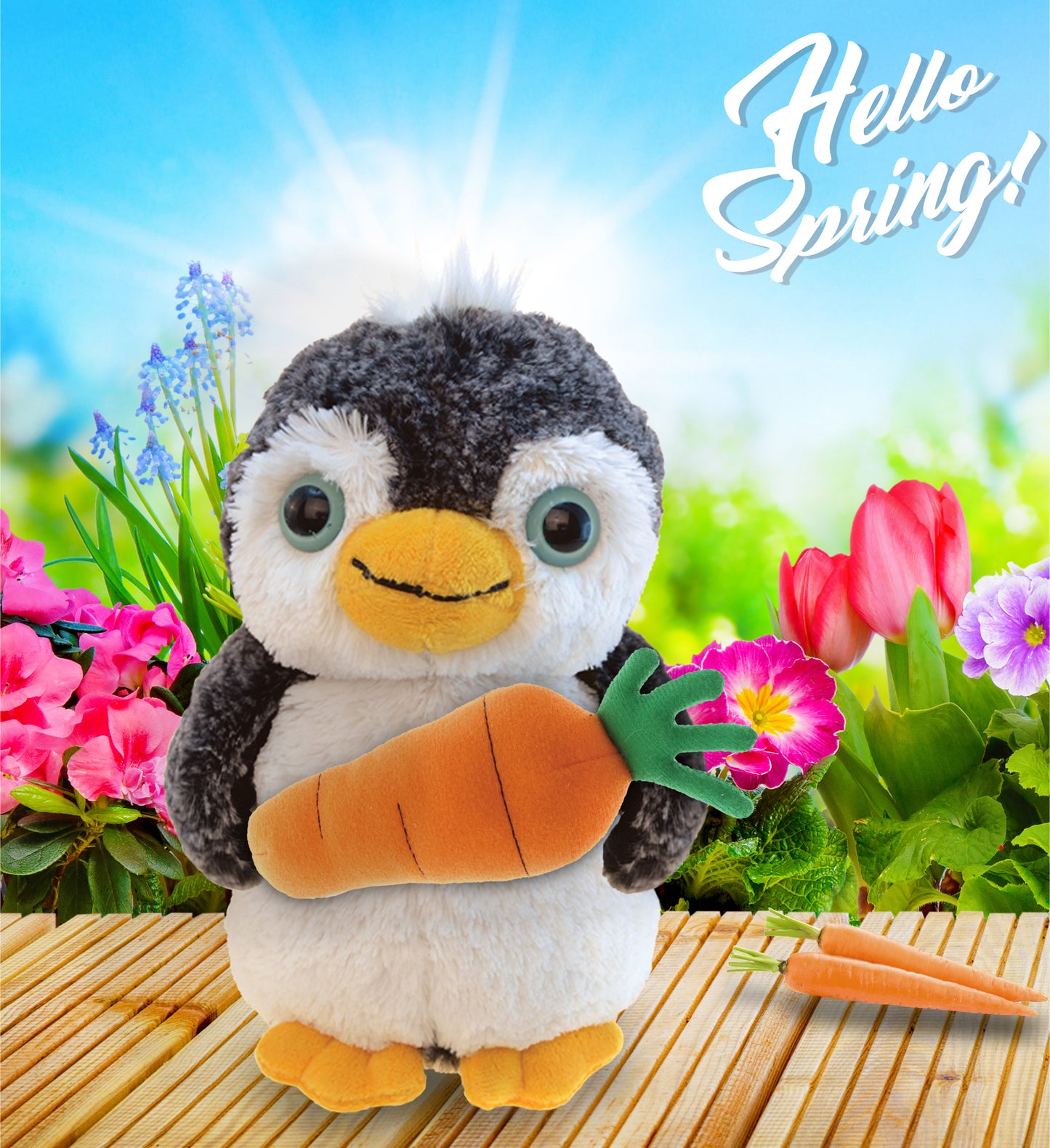 DolliBu Happy Easter Super Soft Plush Penguin with Carrot Plush Toy - 8 Inches
