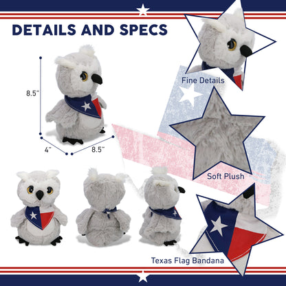 SUPER-SOFT PLUSH - OWL WITH TEXAS FLAG BANDANA