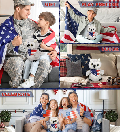 SUPER-SOFT PLUSH - OWL WITH USA FLAG BANDANA