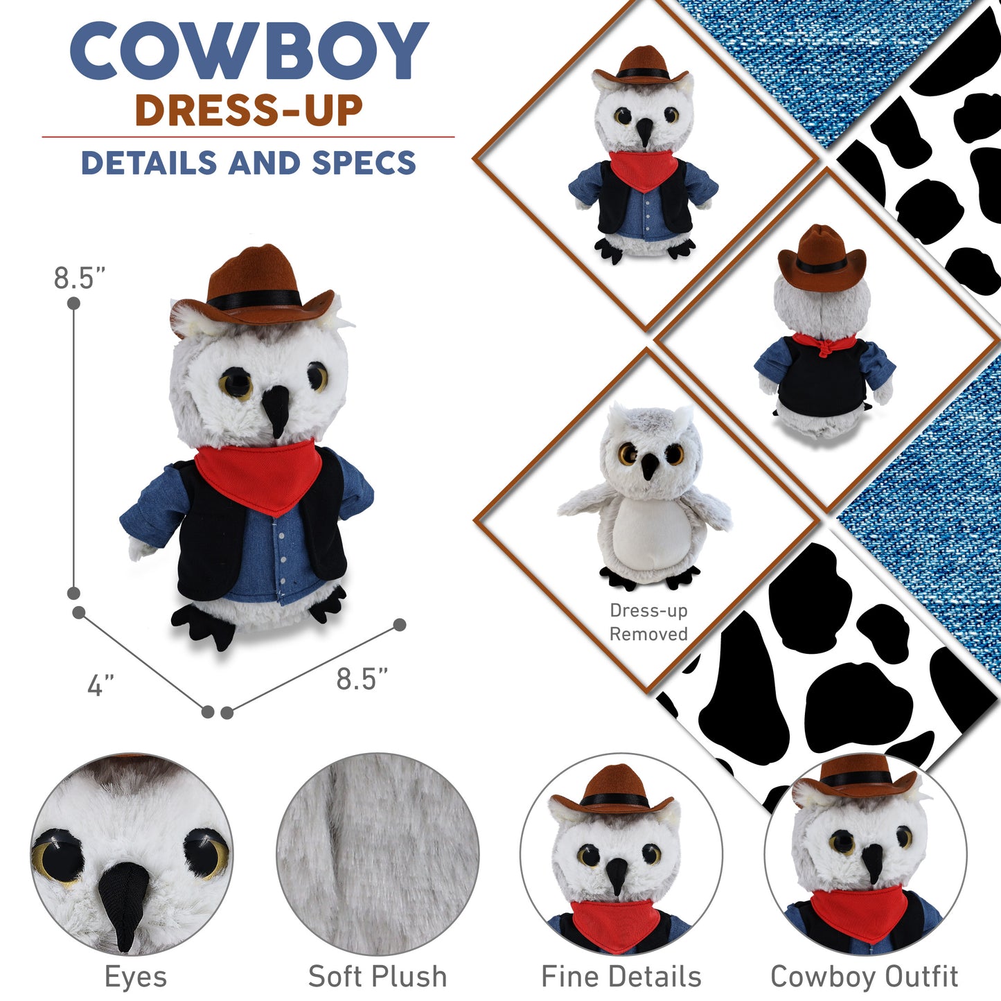 SUPER-SOFT PLUSH - OWL COWBOY DRESS UP