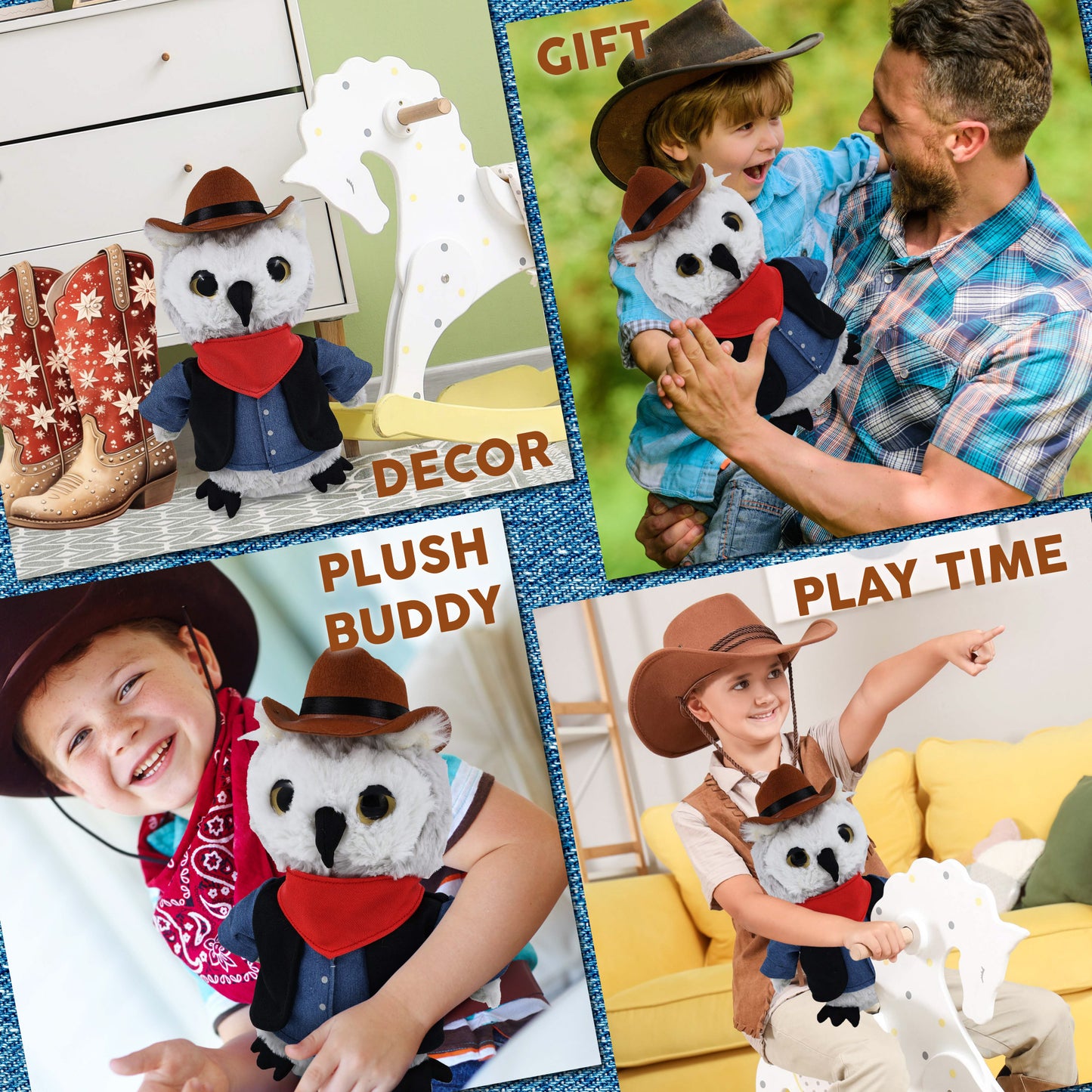 SUPER-SOFT PLUSH - OWL COWBOY DRESS UP