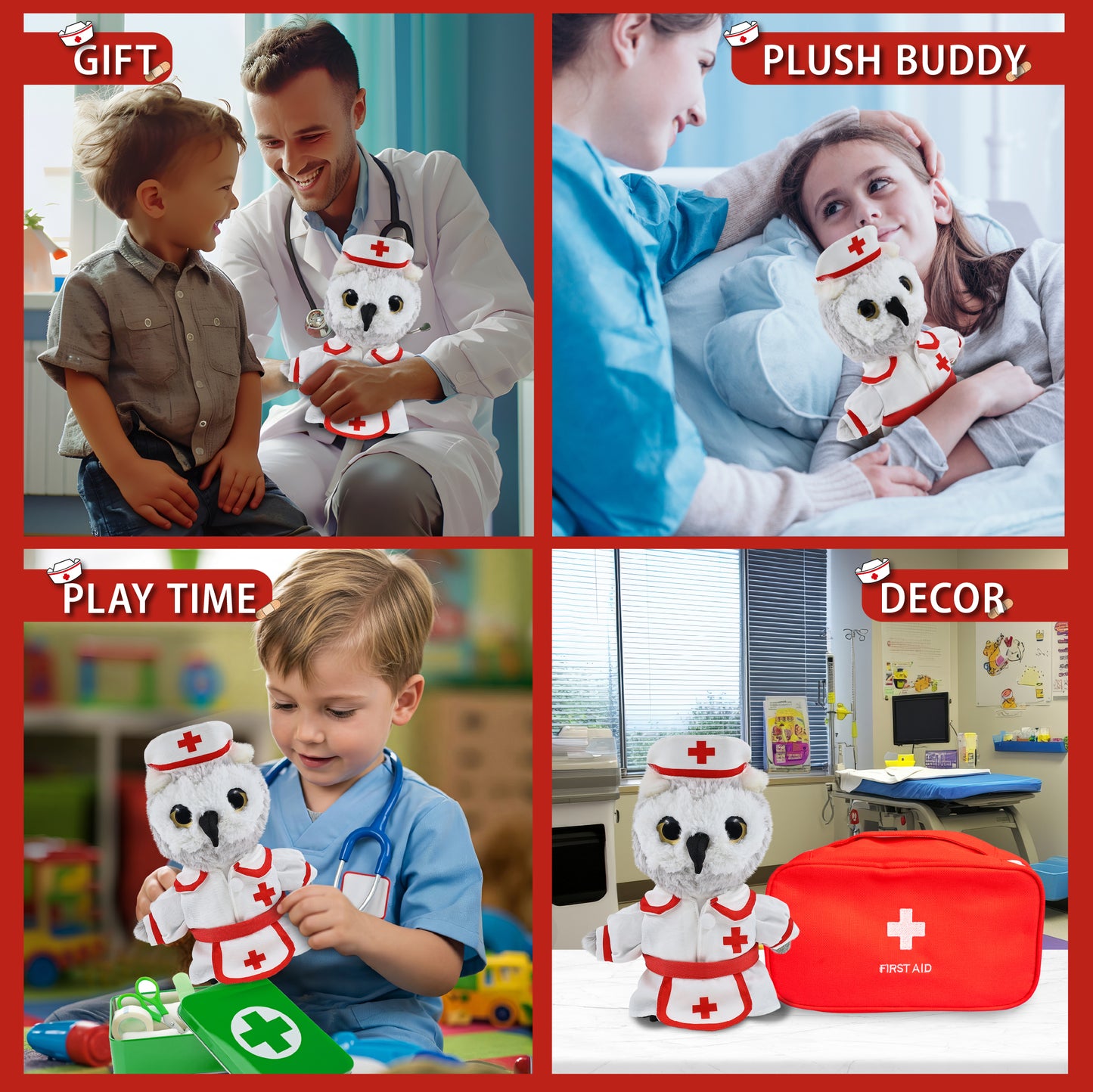 SUPER-SOFT PLUSH - OWL With NURSE Dress-Up