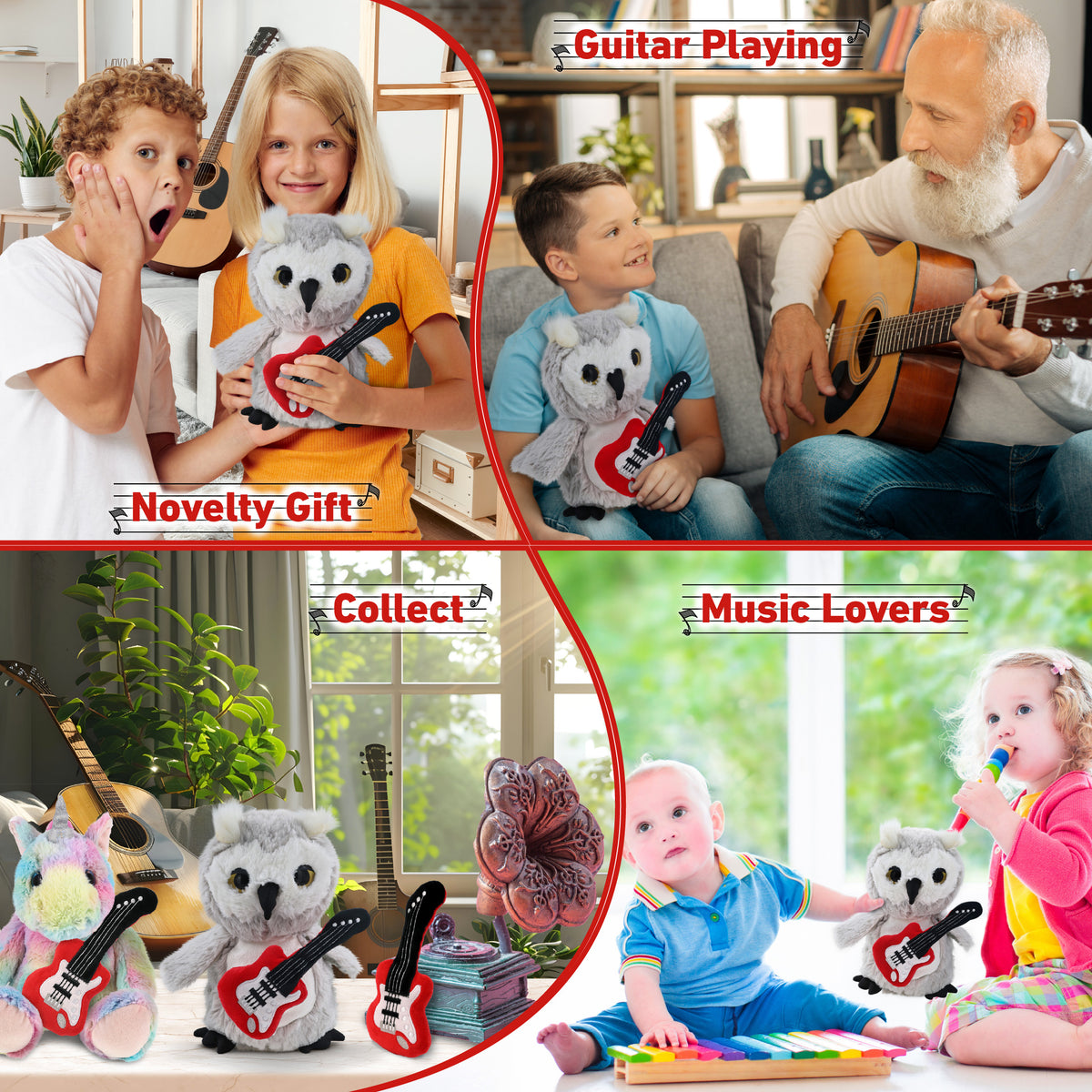 SUPER-SOFT PLUSH - OWL WITH GUITAR ADD ON