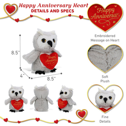 SUPER-SOFT PLUSH - OWL WITH HAPPY ANNIVERSARY HEART