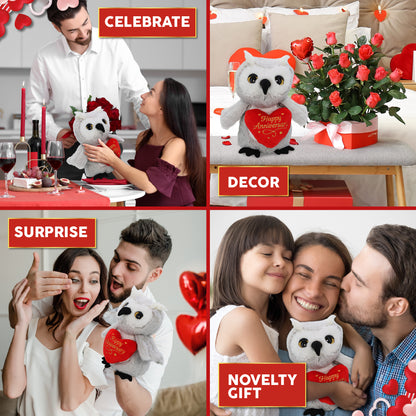 SUPER-SOFT PLUSH - OWL WITH HAPPY ANNIVERSARY HEART