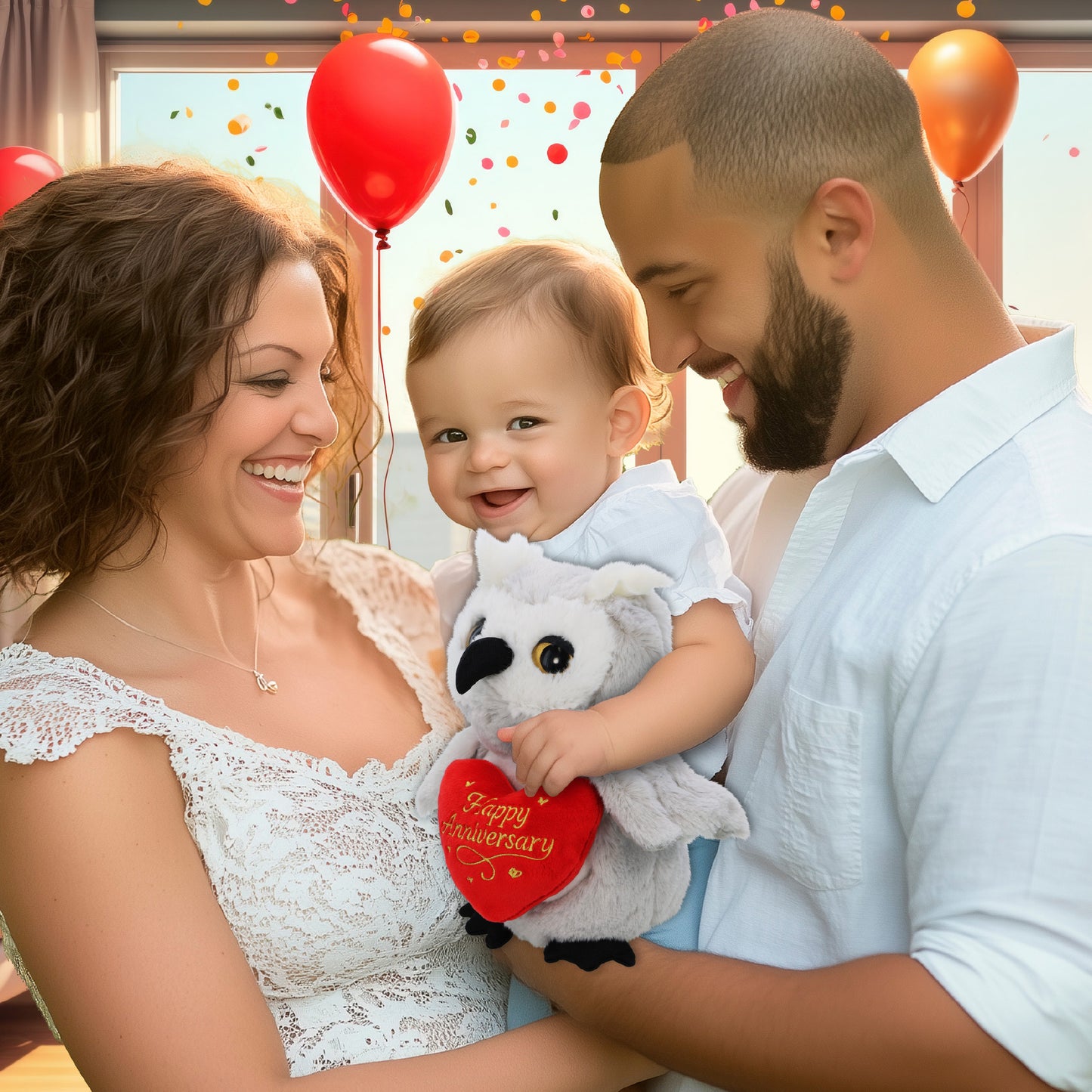SUPER-SOFT PLUSH - OWL WITH HAPPY ANNIVERSARY HEART