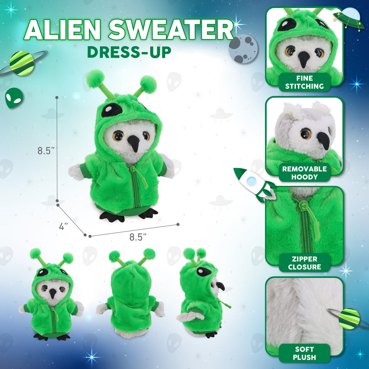 SUPER-SOFT PLUSH - OWL WITH ALIEN SWEATER