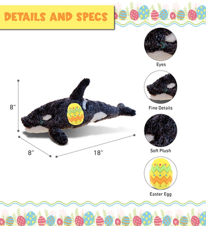 DolliBu Super Soft Killer Whale with Yellow Easter Egg Plush Toy - 18 Inches