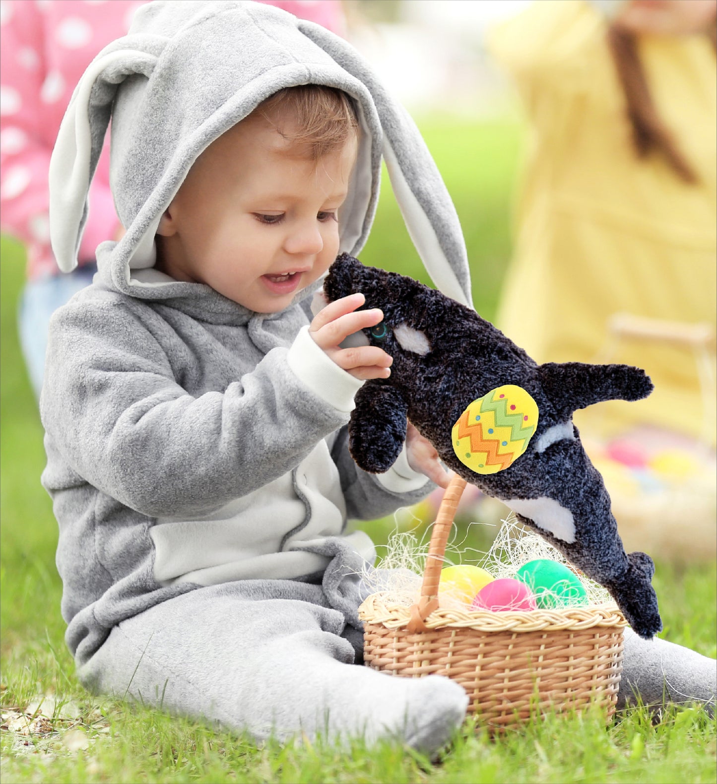DolliBu Super Soft Killer Whale with Yellow Easter Egg Plush Toy - 18 Inches