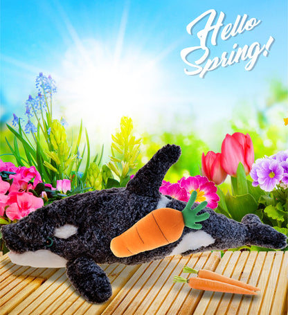 DolliBu Happy Easter Super Soft Plush Killer Whale with Carrot Plush - 18 Inch