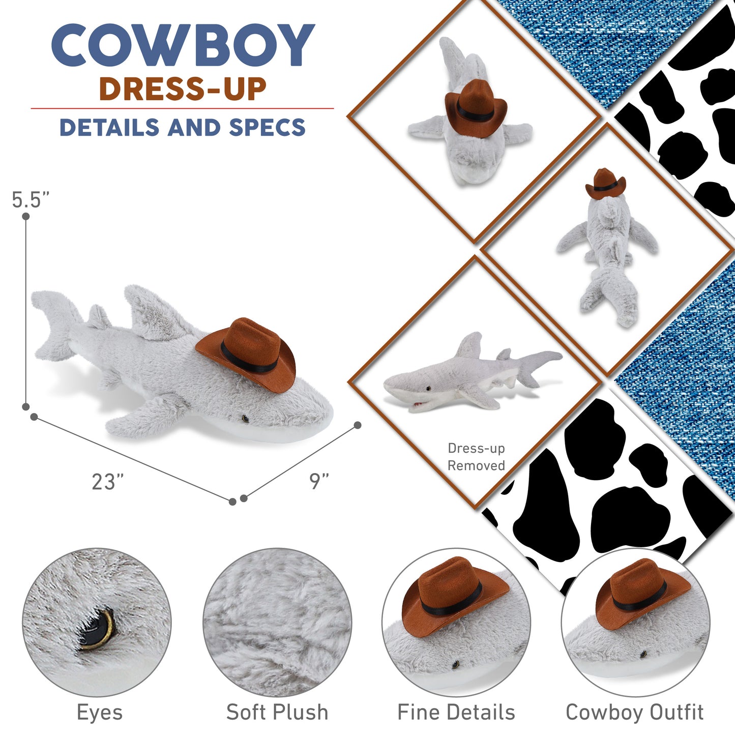 SUPER-SOFT PLUSH - SHARK COWBOY DRESS UP