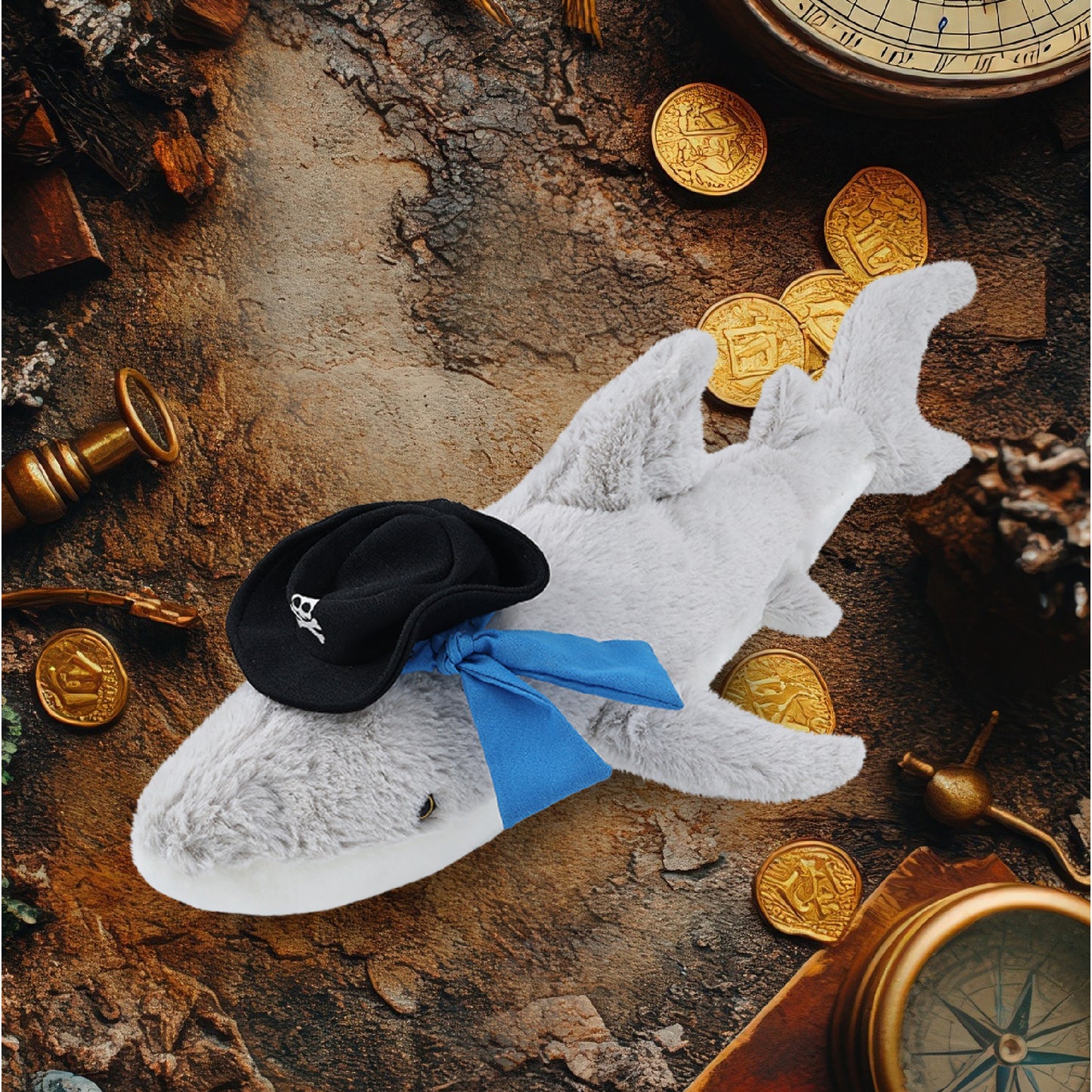 SUPER-SOFT PLUSH - SHARK WITH PIRATE DRESS UP