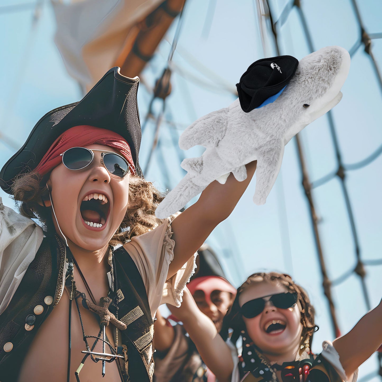 SUPER-SOFT PLUSH - SHARK WITH PIRATE DRESS UP