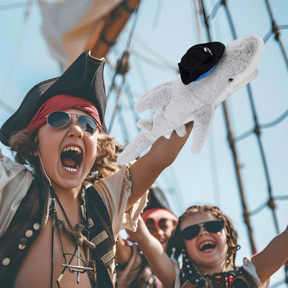 SUPER-SOFT PLUSH - SHARK WITH PIRATE DRESS UP