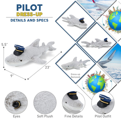 SUPER-SOFT PLUSH - SHARK WITH PILOT DRESS UP