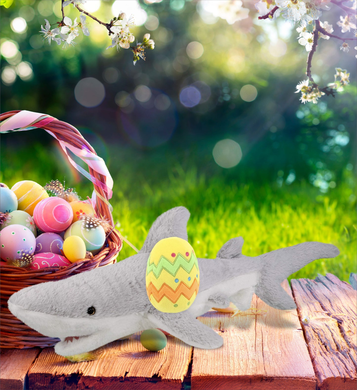 DolliBu Super Soft Cute Shark with Yellow Easter Egg Plush Toy - 23 Inches