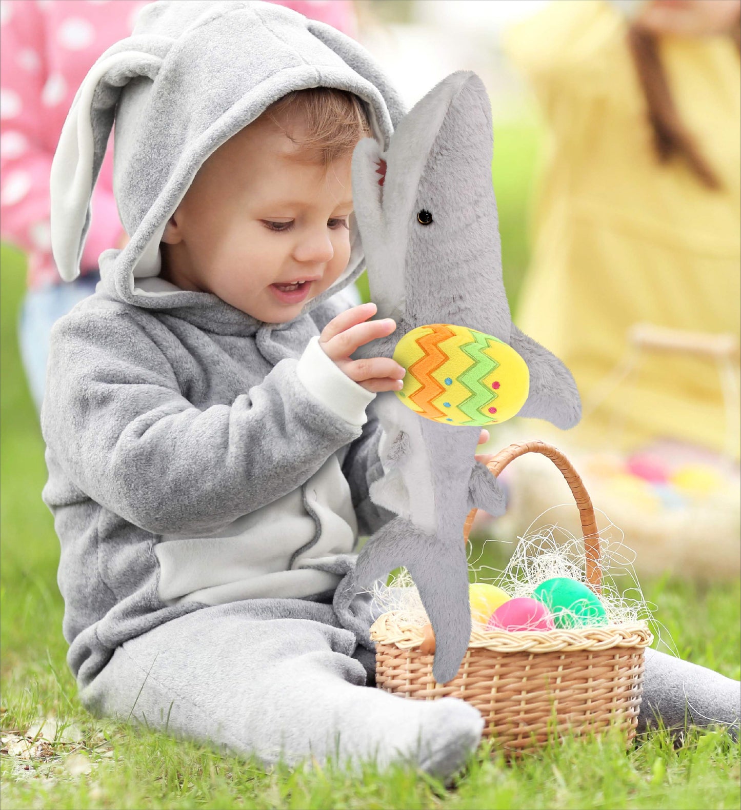 DolliBu Super Soft Cute Shark with Yellow Easter Egg Plush Toy - 23 Inches