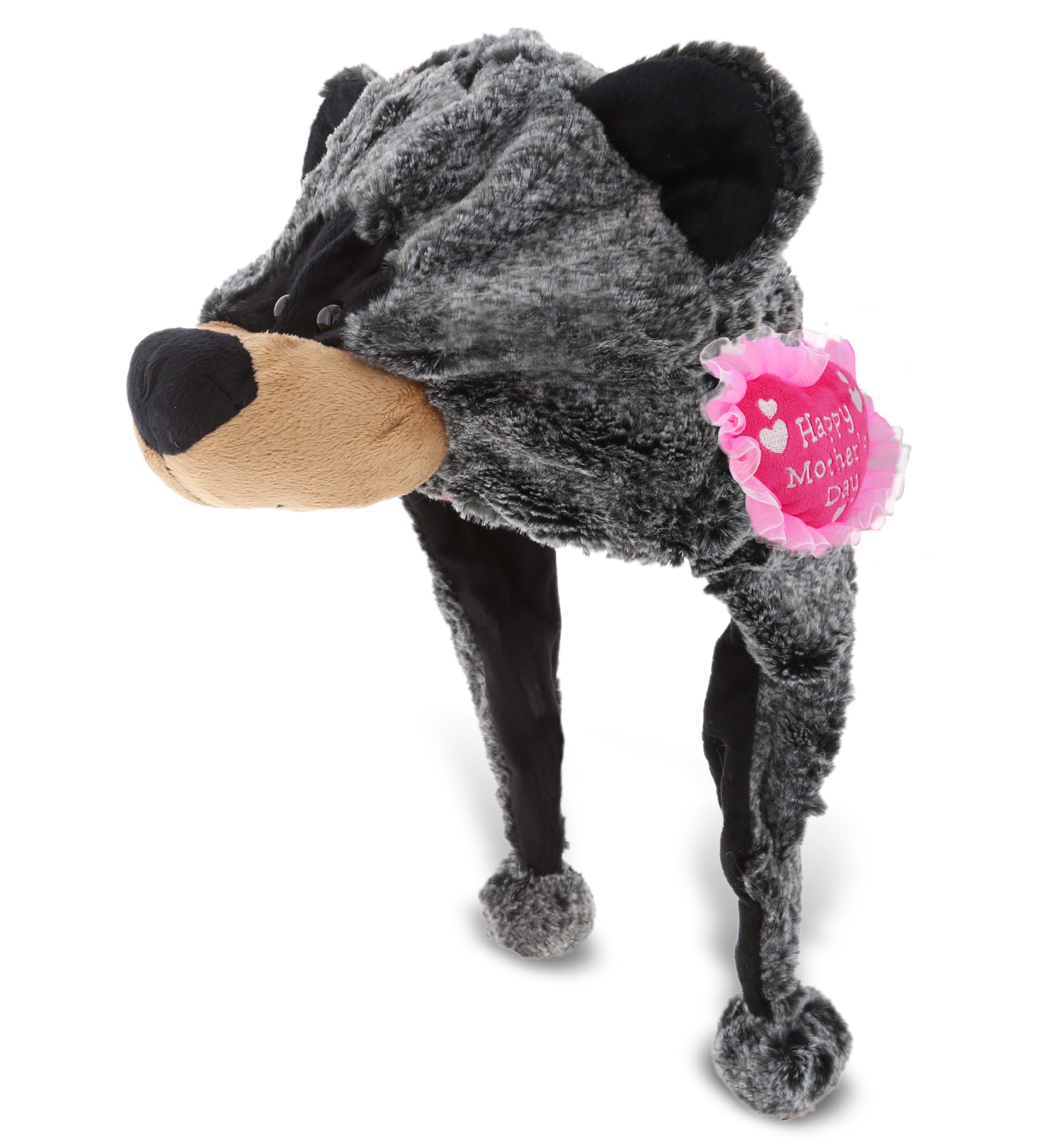 PLUSH MOTHERS DAY HEART - SUPER-SOFT PLUSH HAT - BLACK BEAR