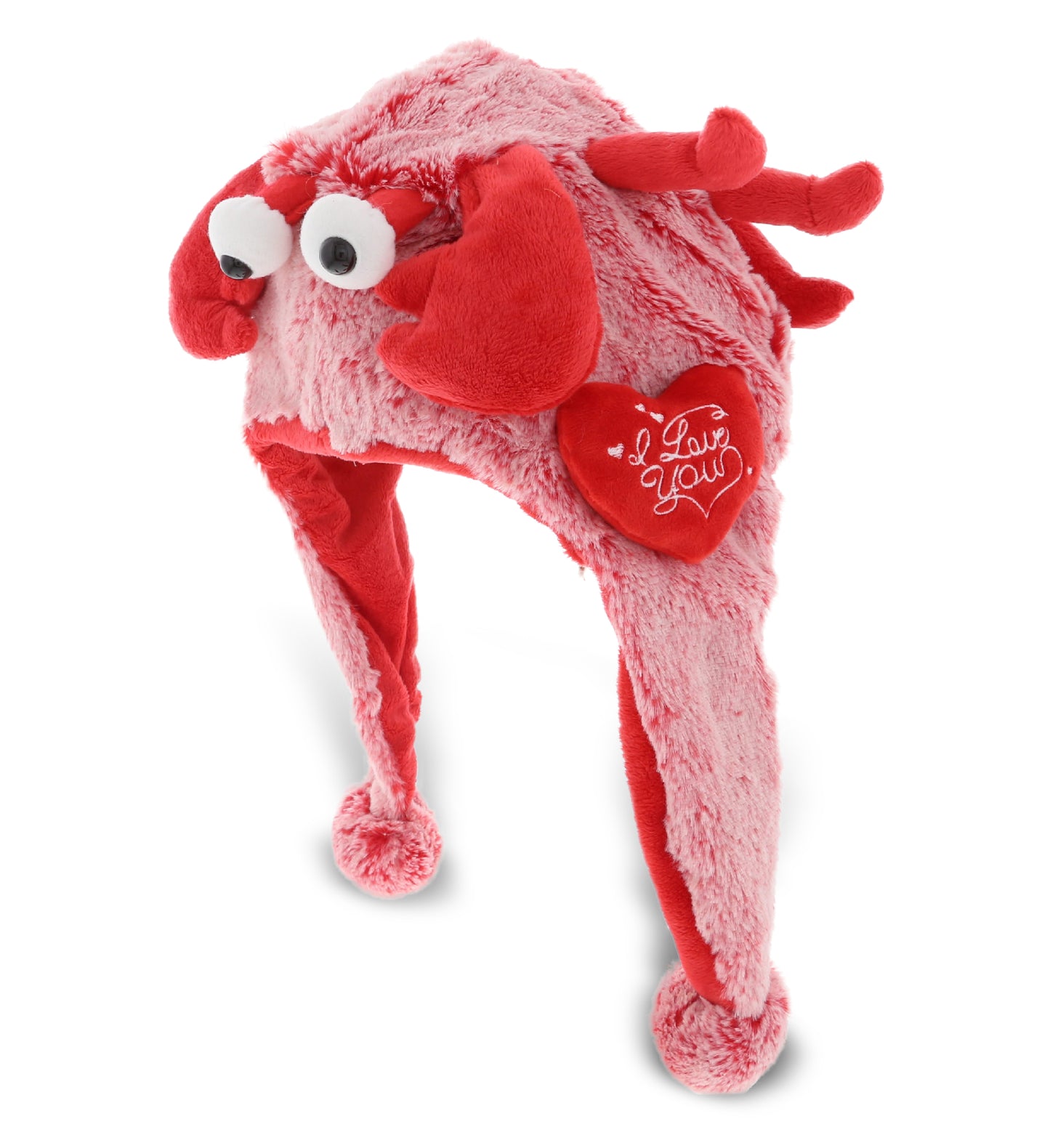 PLUSH I LOVE YOU RED HEART - SUPER-SOFT PLUSH HAT - RED LOBSTER