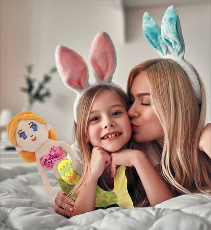 DolliBu Super Soft Green Mermaid with Yellow Easter Egg Plush Toy - 14 Inches