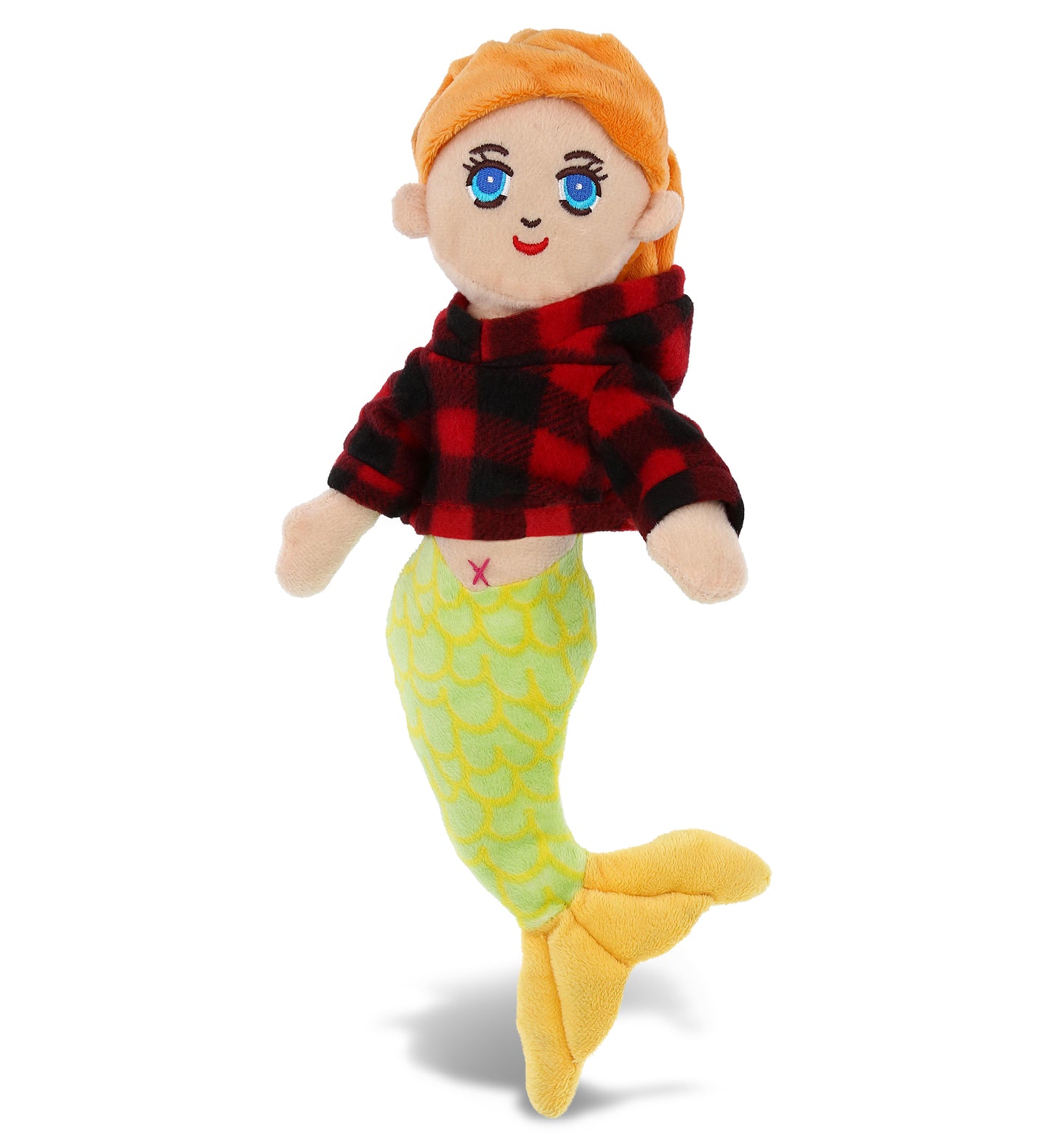 PLUSH RED PLAID HOODIE - SUPER-SOFT PLUSH - GREEN MERMAID