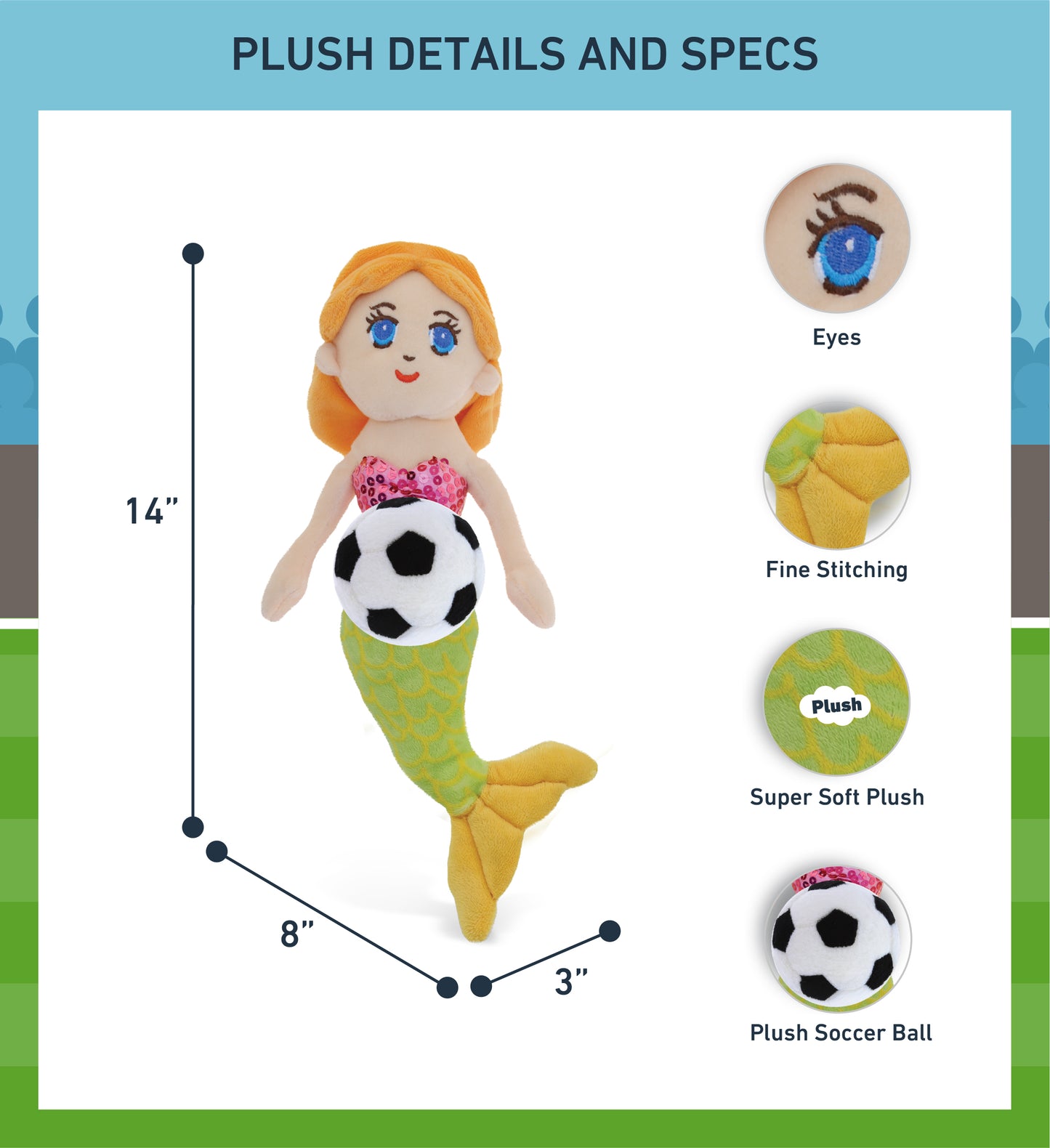 SUPER-SOFT PLUSH - GREEN MERMAID