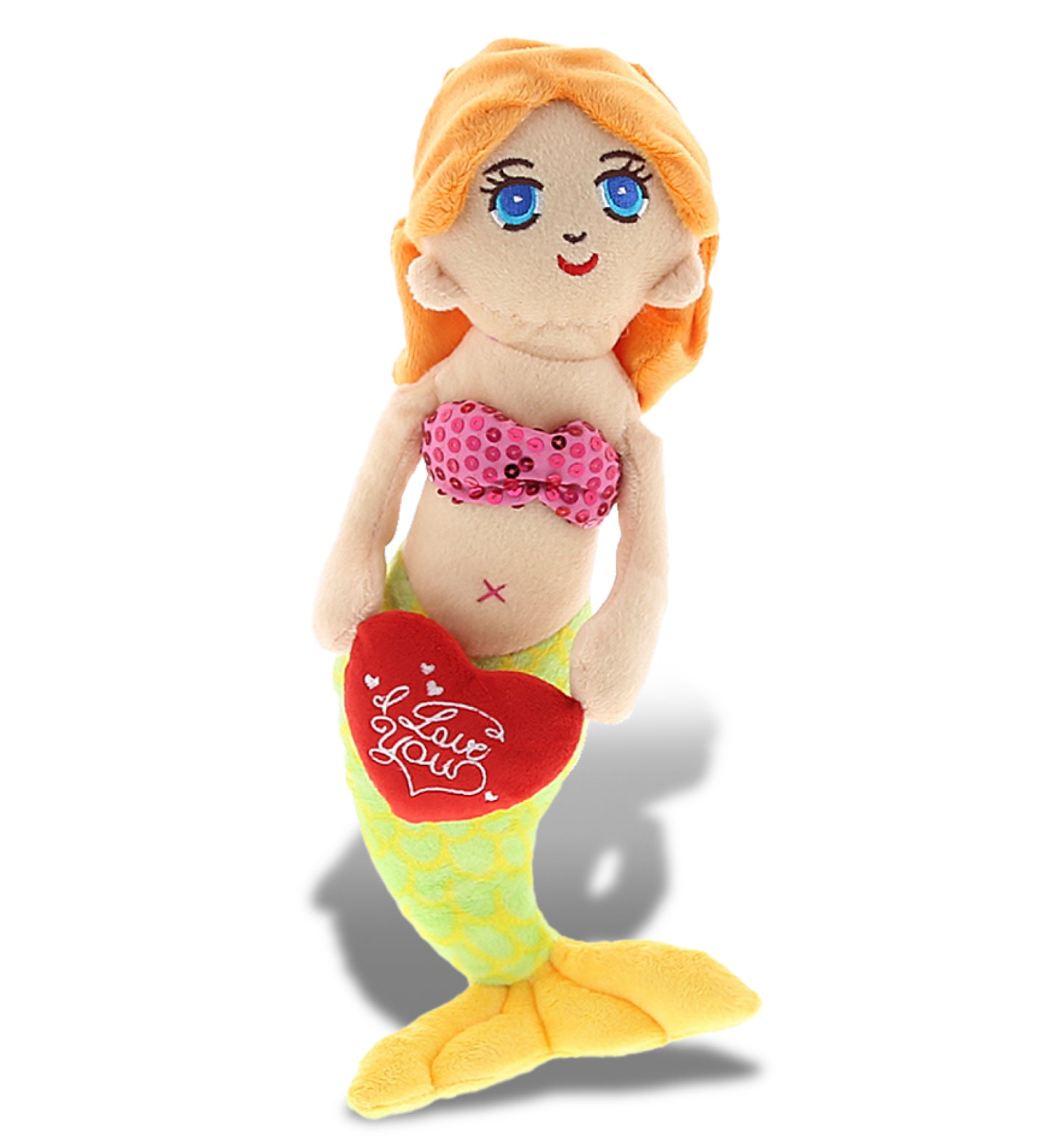 PLUSH I LOVE YOU RED HEART - SUPER-SOFT PLUSH - GREEN MERMAID