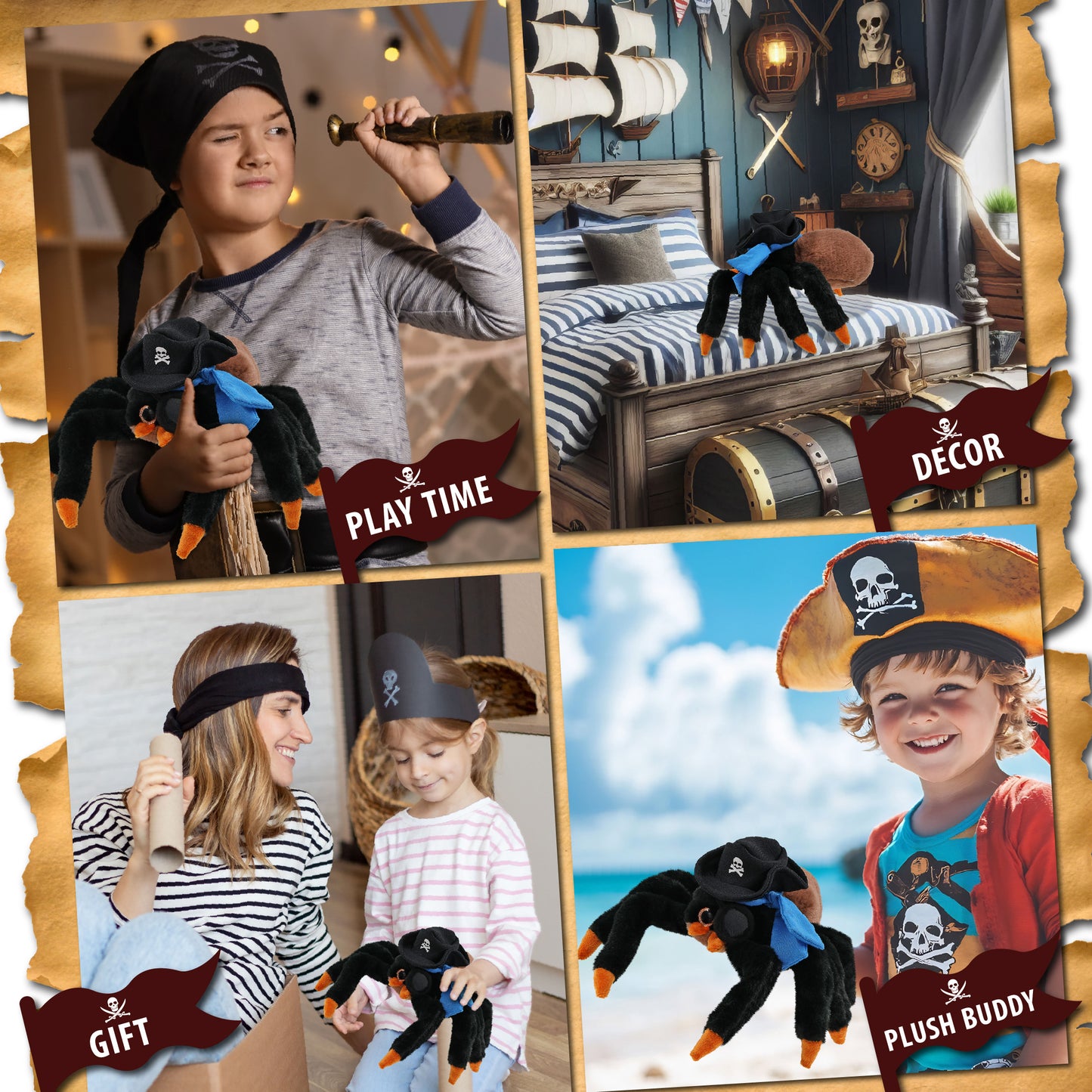 SUPER-SOFT PLUSH - WILD TARANTULA SPIDER 7" PIRATE DRESS UP