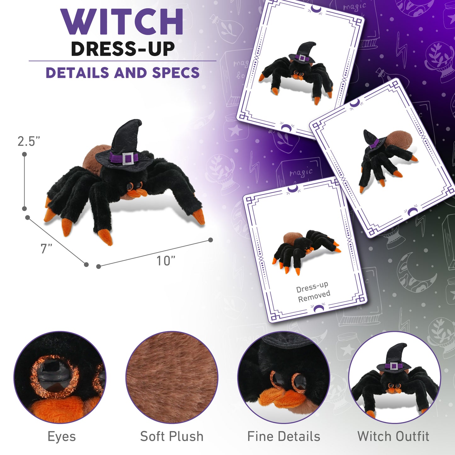 SUPER-SOFT PLUSH - WILD TARANTULA SPIDER 7" WITCH DRESS UP