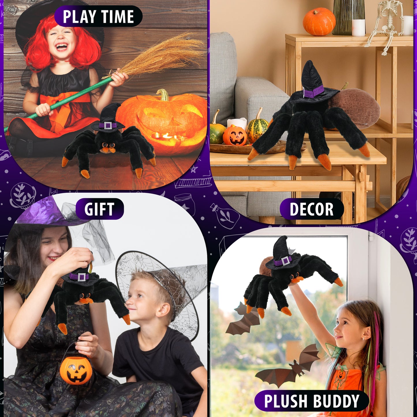 SUPER-SOFT PLUSH - WILD TARANTULA SPIDER 7" WITCH DRESS UP