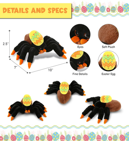 DolliBu Super Soft Wild Tarantula Spider with Yellow Easter Egg Plush - 7 Inch