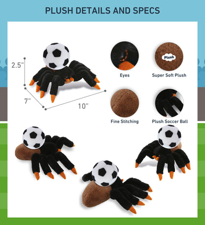 SUPER-SOFT PLUSH - WILD TARANTULA SPIDER 7" WITH SOCCER PLUSH
